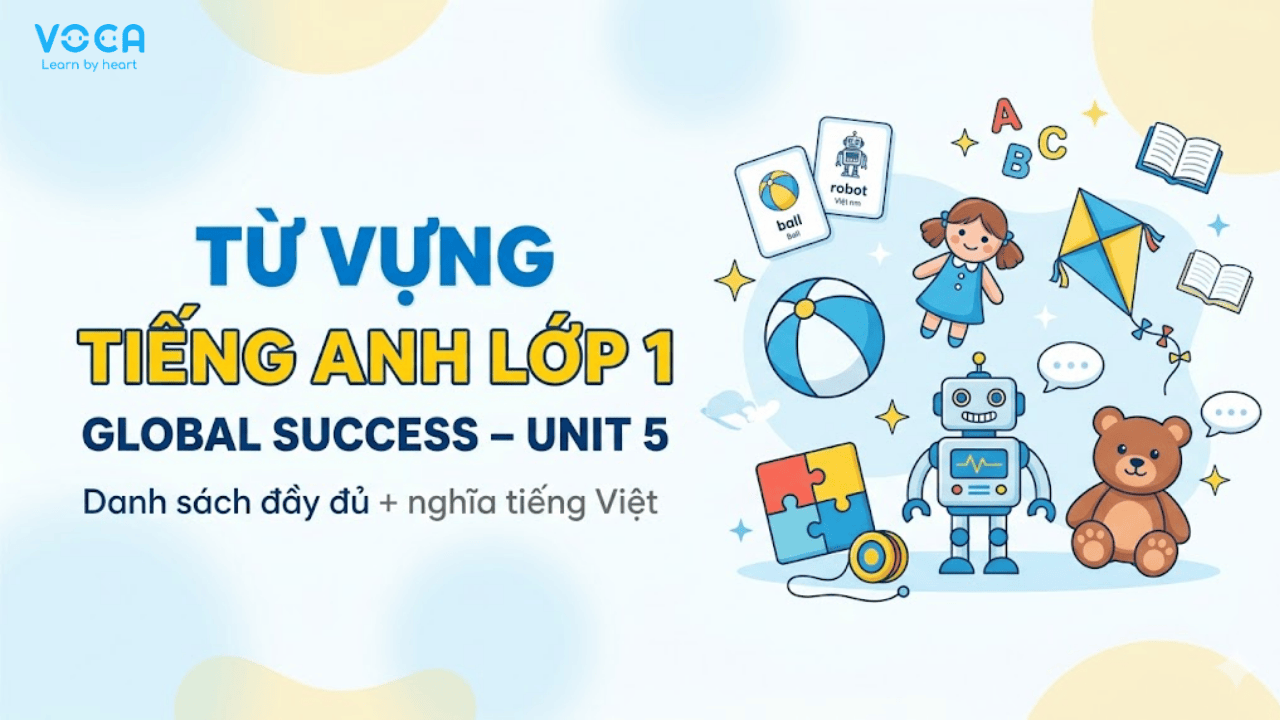 Từ vựng tiếng Anh lớp 1 Global Success Unit 5 | Danh sách đầy đủ + nghĩa tiếng Việt